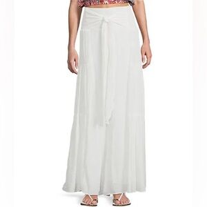 Arden B White Wide Leg Linen Pants with High Waist Tie